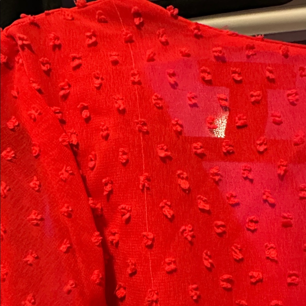 Red Textured Ruffle Mini Dress - Picture 4 of 4